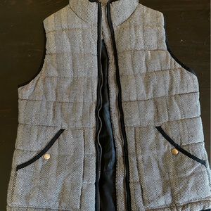 grey herringbone zip up vest